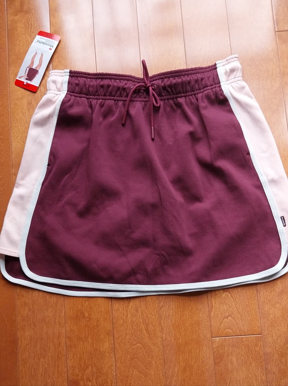 Nwt Drawstring Athletic Skort- Burgundy with Cream Trim